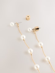 White Pearl Effect Drop Chain Earrings - Image 5 of 5