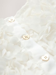 Baker by Ted Baker Cream 3D Textured Floral Mesh Godet Dress - Image 3 of 4