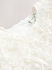 Baker by Ted Baker Cream 3D Textured Floral Mesh Godet Dress - Image 4 of 4