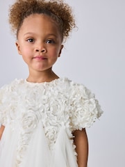 Baker by Ted Baker Cream 3D Textured Floral Mesh Godet Dress - 11şəkildən 5 şəkil