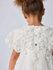 Baker by Ted Baker Cream 3D Textured Floral Mesh Godet Dress - 11şəkildən 7 şəkil