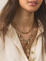 Gold Tone Layered Charm Necklace - Image 1 of 5
