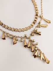 Gold Tone Layered Charm Necklace - Image 3 of 5