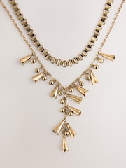 Gold Tone Layered Charm Necklace - Image 5 of 5