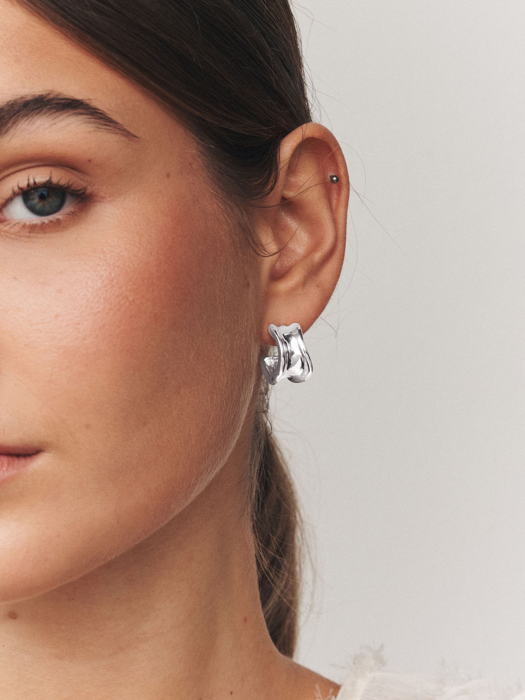 Buy Silver Tone Wide Small Hoop Earrings from Next South Africa