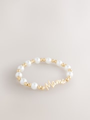 Pearl White Mama Pearl Effect Stretch Bracelet - Image 1 of 5