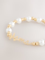 Pearl White Mama Pearl Effect Stretch Bracelet - Image 4 of 5