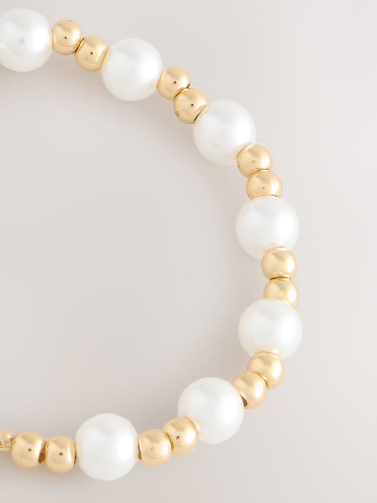 Pearl White Mama Pearl Effect Stretch Bracelet - Image 5 of 5