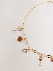 Gold Tone Espresso Martini Charm Necklace - Image 3 of 6
