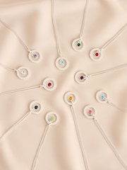 Silver Tone Birthstone Disc Drop Necklace - Image 1 of 14