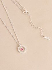 Silver Tone Birthstone Disc Drop Necklace - Image 10 of 14