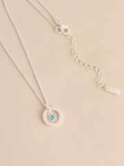 Silver Tone Birthstone Disc Drop Necklace - Image 12 of 14