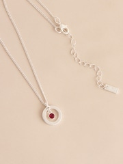 Silver Tone Birthstone Disc Drop Necklace - Image 2 of 14
