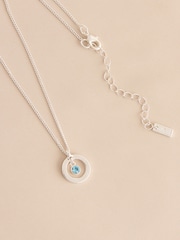 Silver Tone Birthstone Disc Drop Necklace - Image 4 of 14