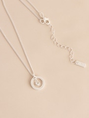 Silver Tone Birthstone Disc Drop Necklace - Image 5 of 14