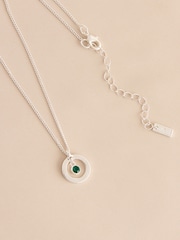 Silver Tone Birthstone Disc Drop Necklace - Image 6 of 14