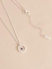Silver Tone Birthstone Disc Drop Necklace - Image 7 of 14
