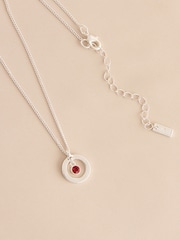 Silver Tone Birthstone Disc Drop Necklace - Image 8 of 14