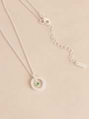 Silver Tone Birthstone Disc Drop Necklace - Image 9 of 14