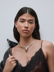 Gold/Silver Mixed Metal Torque Necklace - Image 2 of 7