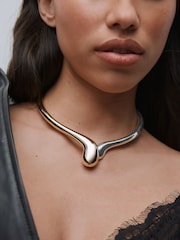 Gold/Silver Mixed Metal Torque Necklace - Image 3 of 7