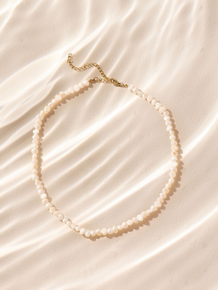 White Freshwater Pearl Stainless Steel Necklace - Image 1 of 4