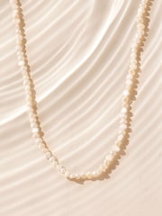 Vit - Vattentätt halsband i rostfritt stål med sötvattenspärla - Bild 6 av 8