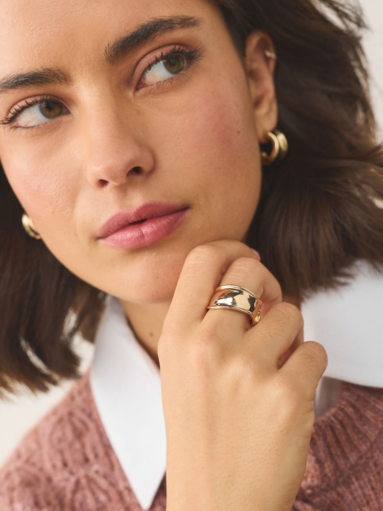 Gold Tone Wide Flat Ring - Image 1 of 5