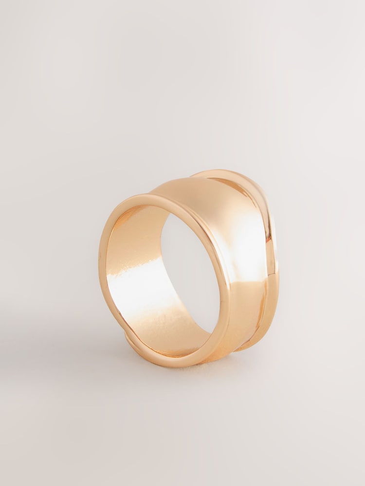 Gold Tone Wide Flat Ring - Image 5 of 5