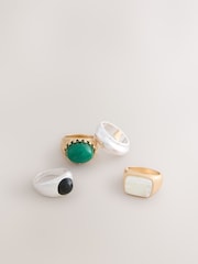 Mixed Metal Chunky Rings 4 Pack - Image 3 of 5