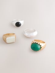 Mixed Metal Chunky Rings 4 Pack - Image 4 of 5