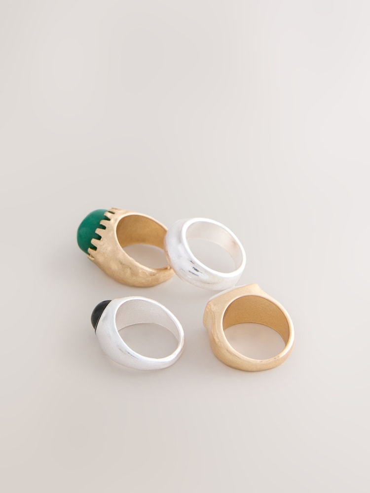 Mixed Metal Chunky Rings 4 Pack - Image 5 of 5 Mixed Metal Chunky Rings 4 Pack - Image 5 of 5