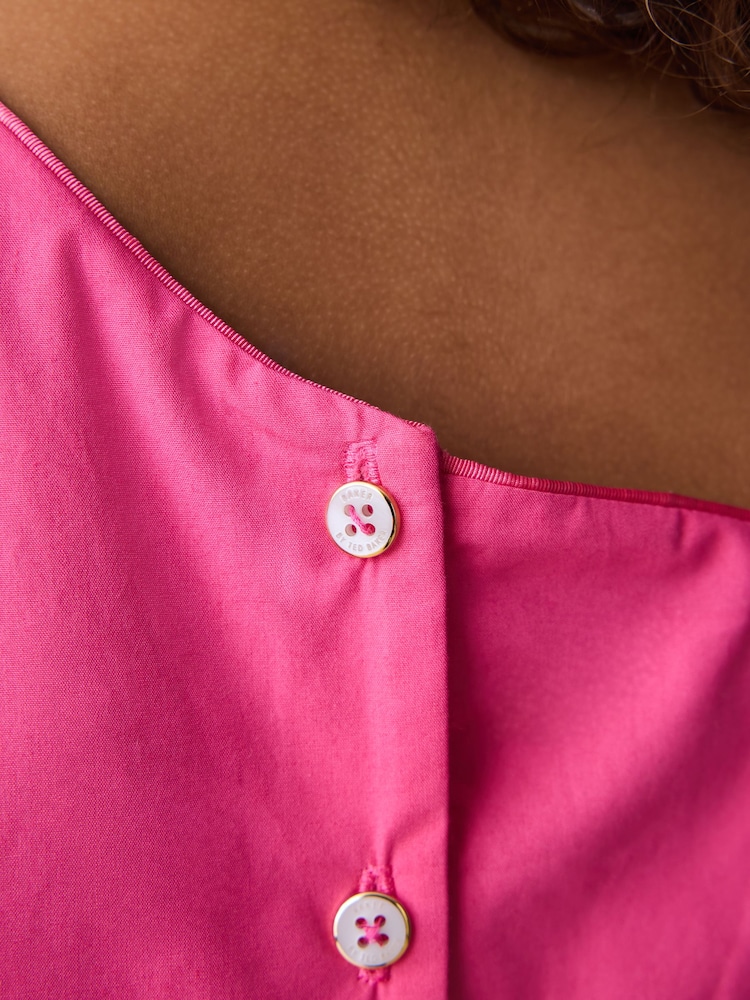 Baker by Ted Baker 2 Piece One Shoulder 3D Floral Pink Top & Shorts Set - Image 6 of 6 Baker by Ted Baker 2 Piece One Shoulder 3D Floral Pink Top & Shorts Set - Image 6 of 6