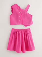 Baker by Ted Baker 2 Piece One Shoulder 3D Floral Pink Top & Shorts Set - Image 8 of 14