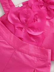 Baker by Ted Baker 2 Piece One Shoulder 3D Floral Pink Top & Shorts Set - Image 9 of 14