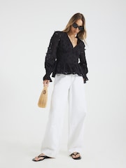 River Island Broderie Corset Blouse - Imagem 1 de 4