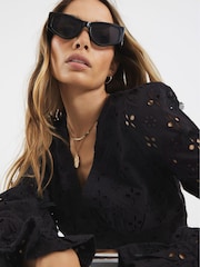 River Island Broderie Corset Blouse - Imagem 4 de 4