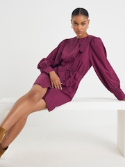 River Island Red Collar Mini Shirt Dress - Image 1 of 4