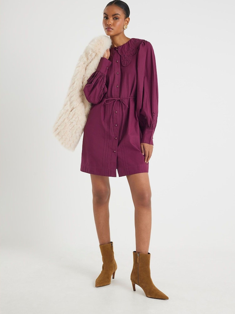 River Island Red Collar Mini Shirt Dress - Image 2 of 4