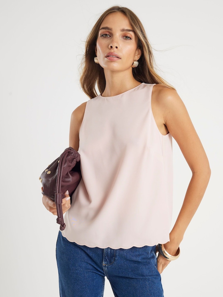 River Island Pink Scallop Hem Tank Top - Image 2 of 4