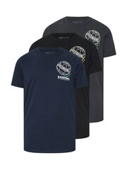 BadRhino Big & Tall Blue Worldwide Graphic Print T-Shirts 3 Pack - Image 5 of 8