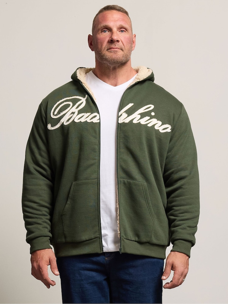 BadRhino Big & Tall Green Borg Lined Zip Thru Jumper - Image 1 of 7 BadRhino Big & Tall Green Borg Lined Zip Thru Jumper - Image 1 of 7