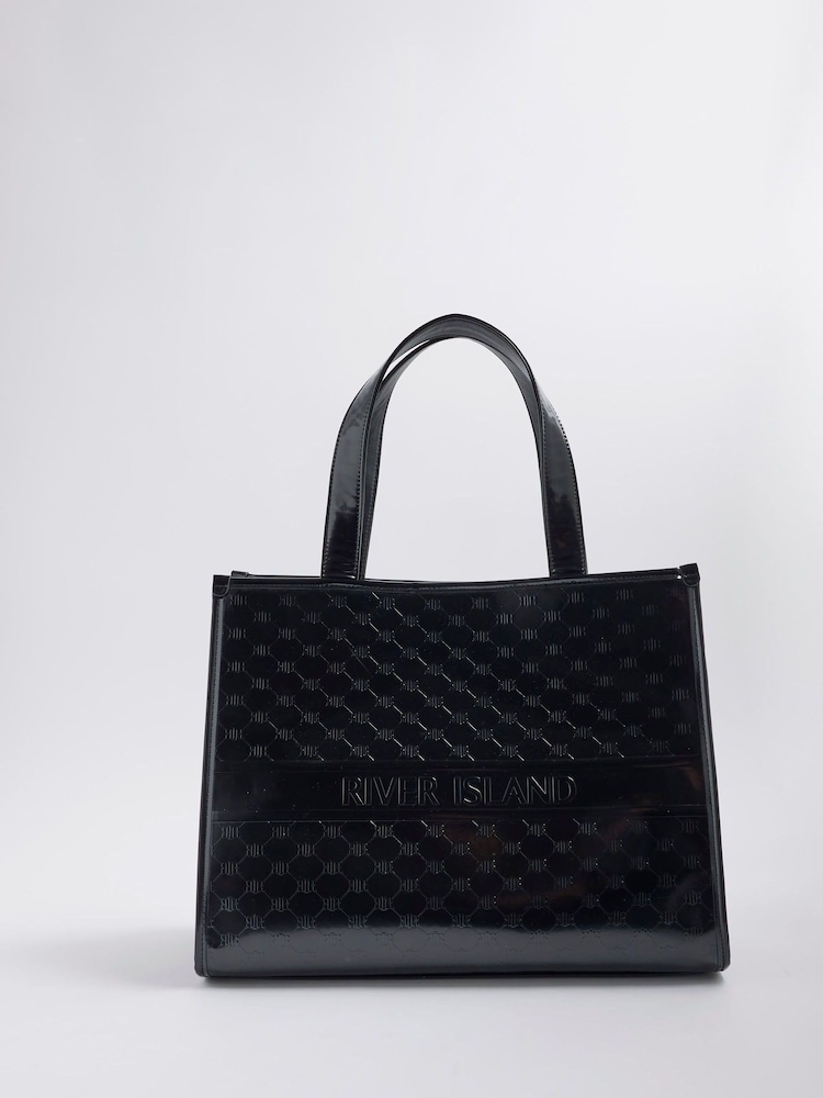 River Island Black Embossed Shopper Bag - Image 1 of 5 River Island Black Embossed Shopper Bag - Image 1 of 5