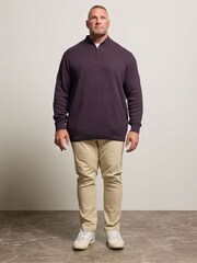BadRhino Big & Tall Purple Milano Quarter Zip Knitted Jumper - Image 3 of 6
