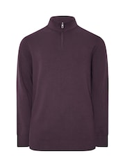 BadRhino Big & Tall Purple Milano Quarter Zip Knitted Jumper - Image 4 of 6