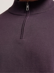 BadRhino Big & Tall Purple Milano Quarter Zip Knitted Jumper - Image 6 of 6
