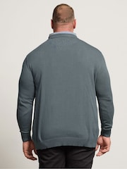 BadRhino Big & Tall Blue Cable Mockshirt Knitted Jumper - Image 3 of 6