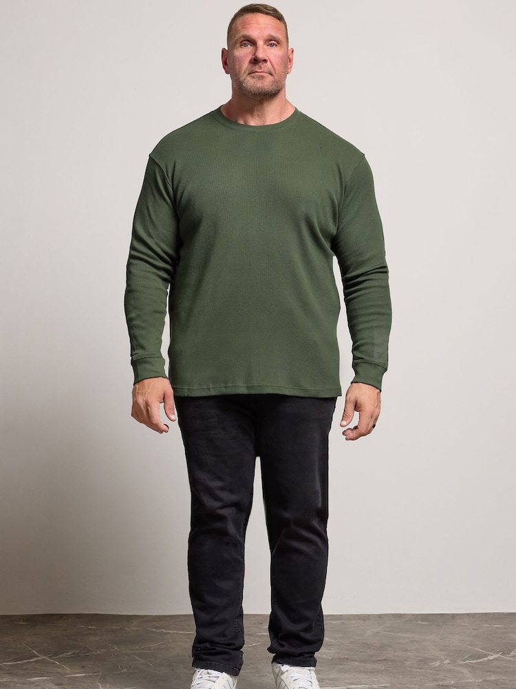 Verde - BadRhino Big & Tall Waffle Long Sleeve T-Shirt - Imagen 2 de 6