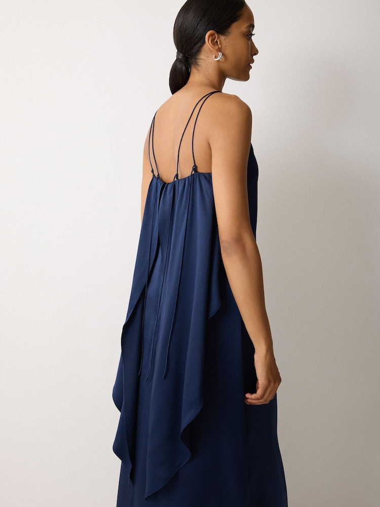 Jigsaw Blue Silk Maxi Cape Dress - Image 5 of 5