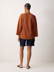 Jigsaw Orange Linen V-Neck Slouchy Jumper - Image 5 of 5